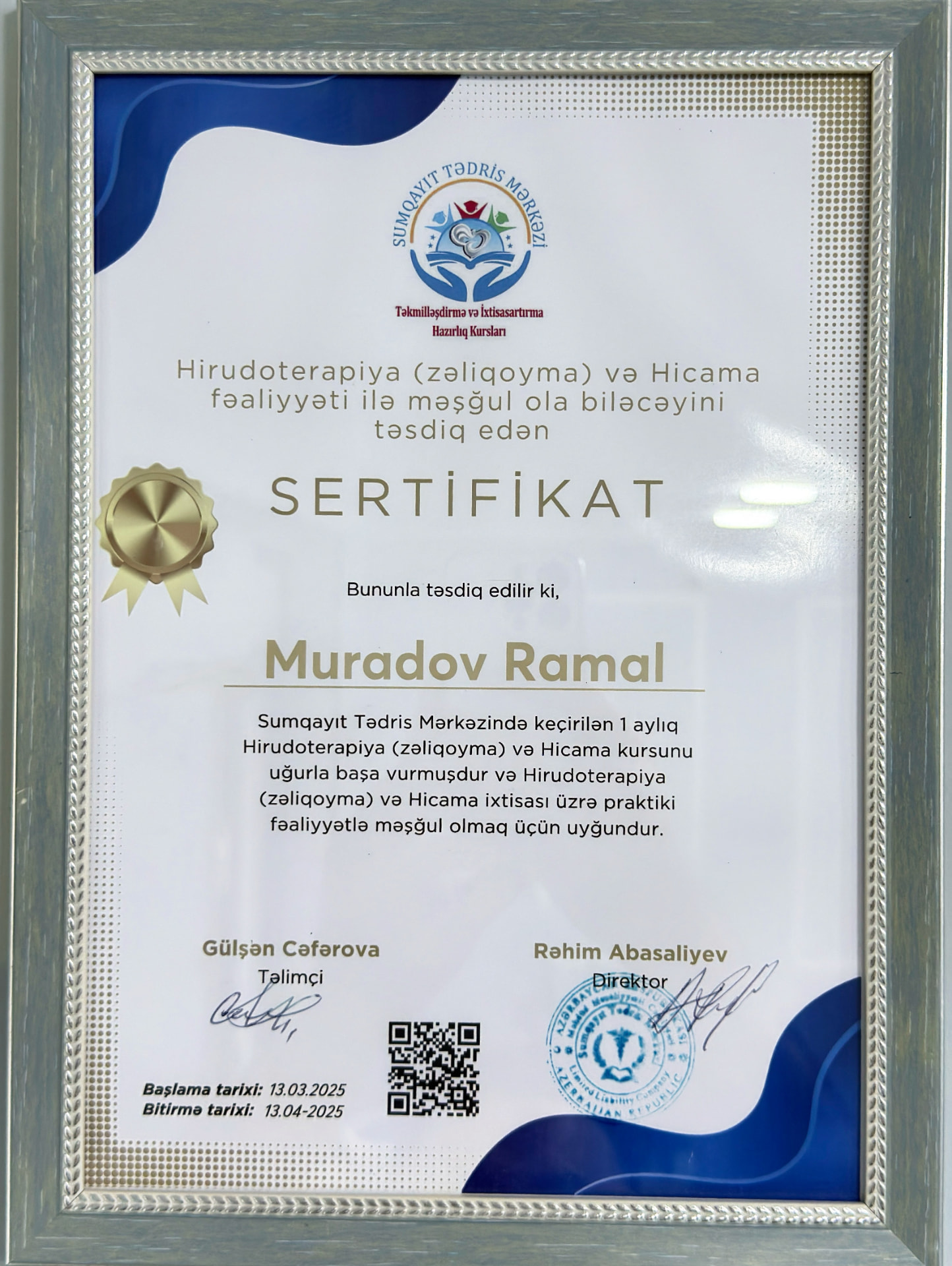 Ramal Muradov sertifikatı 15